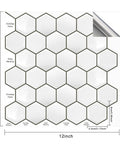 Hexagon Peel And Stick Tile Backsplash 12x12 Inch 3D Realistic Look Self Adhesive Kitchen Wall Bathroom Laundry Room 40 Percent More Coverage Easy Update With PVC And PU Glue, detailed view