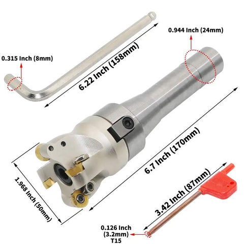 Rock Solid Shop Grade Face Mill Cutter Holder Loaded With Hard Alloy Carbide Inserts And Spanners For Beast Mode Roughing Jobs On Industrial Milling Machines