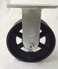 Super Smooth Rolling 6 Inch Steel Caster Wheels Set Of Four With 7/8-Inch V Groove Guide, 1000 Lb Load Per Wheel front view of a single steel caster wheel.