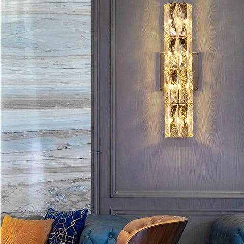 Gold Crystal LED Wall Light Sconce Dope Modern Elegant Wall Mount Lamp For Bedroom Living Room Bathroom Hallway Indoor Decor Ultra Bright Indoor Lighting Fixture With Crystal Accent