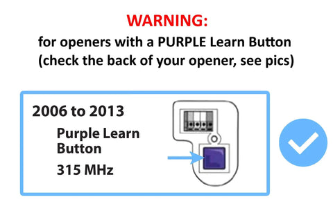 Instructions for 3 Button Universal Garage Door Opener Remote 315MHz Visor Keychain Remote For Craftsman models with purple learn button