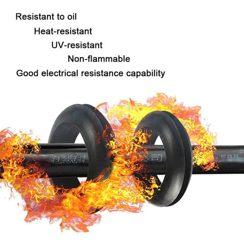 Rubber Grommets For Wiring 1-1/2 In Panel Hole With 1-3/8 In Inner Diameter And 2 In Outer Diameter, shown with heat resistance