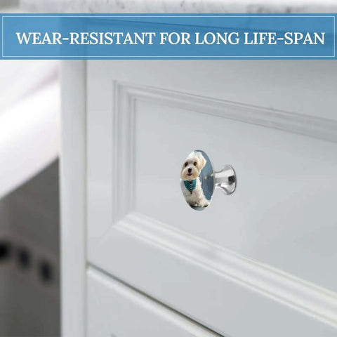 2 Pack Lovely Maltese Dog Cabinet Knobs Round Drawer Pulls Stainless Steel Hardware For Your Kitchen And Bath Cabinets
