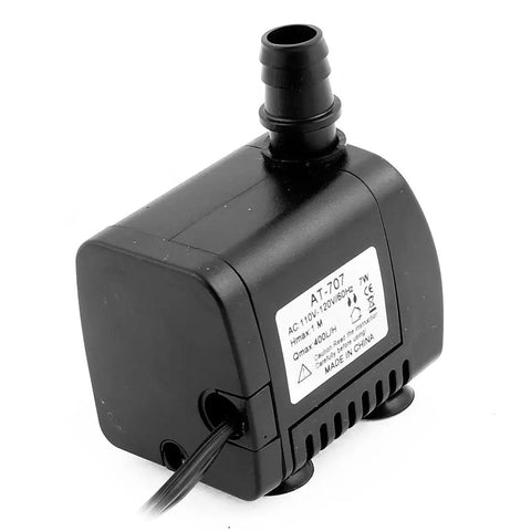 Top Tier Compact Mini Submersible Water Pump With AC 110V To 120V US Plug And Slick 7 Watt Motor, model AT-707.
