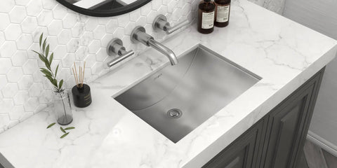 Stainless Steel Undermount Bathroom Sink 16 By 11 Inches 16 Gauge With Rectangular Shape And Brushed Finish in countertop