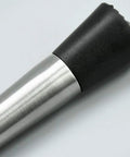 Close-up of Food Grade 304 Stainless Steel Cocktail Muddler and Mixing Spoon Set for Home Bar, featuring black muddler end.