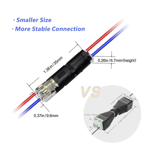 30 Pcs Double Wire Plug In Connectors 2 Pin For Low Voltage LED Strip Lights Quick Splice Connectors With Locking Buckle