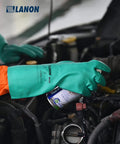 3 Pairs Nitrile Chemical Resistant Gloves Heavy Duty Reusable Rubber Work Gloves With Acid Alkali Oil Protection Non Slip Grip Ergonomic Design Large For Tough Jobs being used in automotive work
