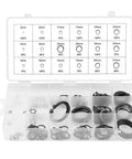 Garage-Ready Heavy Duty C-Clip Retaining Ring Kit, 150-Piece 18 Size Assortment From 3mm To 32mm in a compartmentalized box