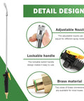 28 Inch Sprayer Wand With Universal Hose Fittings Brass Barbs For One Quarter Inch And Three Eighths Inch Hoses Stainless Steel Nozzle Shut Off Valve Clamps And Quick Connector Replacement with adjustable nozzle and lockable handle detail design