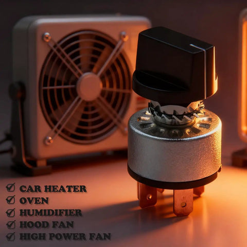 Two Pack Rotary Switch 4 Position 3 Speed Metal Fan Heater Speed Selector Switch 12A 250V with Female Terminals
