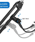 Adjustable metal arms of 3 In 1 Solder Fume Extractor Smoke Absorber Fan Lamp with 2 Helping Hands and 3 Carbon Filters