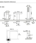 Installation diagram of Roman Tub Faucet Deck Mount Waterfall Tub Faucet Matte Black With Hand Shower Sprayer Three Hole Set.