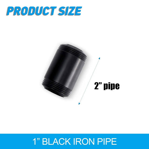 1x2 Black Painted Iron Pipe Nipple Set, 10 Pack, Threaded Black Iron Pipes For DIY Furniture And Shelving, Industrial Decor