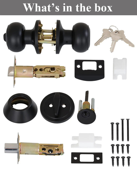 All Keyed Alike Entry Door Knobs And Deadbolt Set 4 Pack With 12 Keys Total One Key Fits All Locks Single Cylinder Deadbolt Matte Black Flat Ball Finish Front Door Security For Home Easy Install