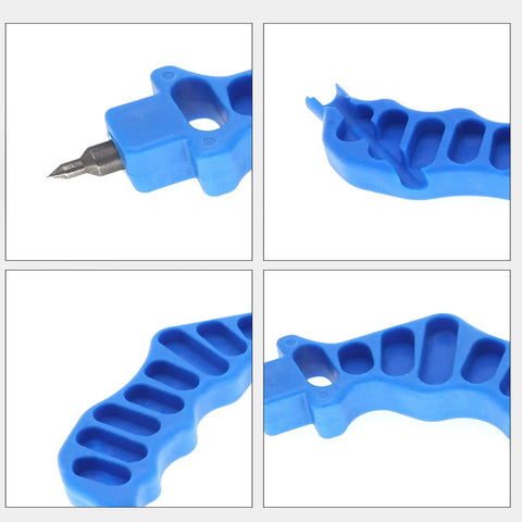 Detailed view of 2-In-1 Drip Irrigation Hole Punch And Fitting Insertion Tool Kit with durable blue handle and precision tips