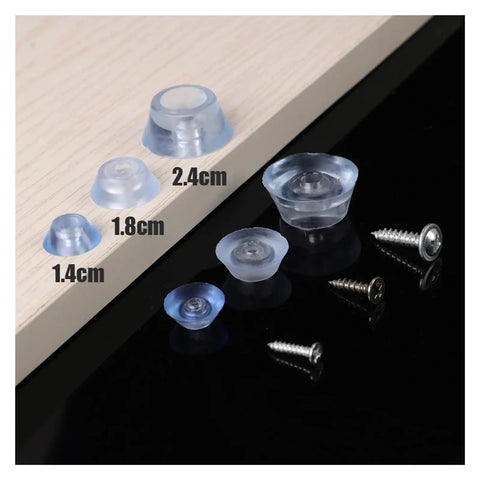 50 Pcs Nail On Rubber Feet For Cutting Boards And Furniture Legs Non Slip Silicone Gliders with screws and size labels