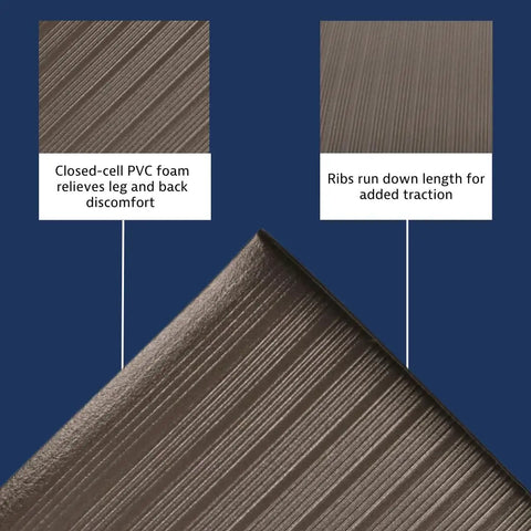 Anti Fatigue Floor Mat 3 By 12 Feet With Beveled Edges Long Ribbed Surface For Extra Traction Enhanced Slip Resistance Black detail