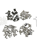 Complete Fairing Bolt Kit For ZX6R 636 ZX6RR Sportbike Track Pack 155 Piece Stainless Steel Hardware Set With Socket Head Bolts Flange Bolts Washers Windshield Fasteners And Two Wrench Tools For A Slick Factory Quality Fit. stainless steel bolts, washers, and fasteners laid out