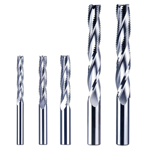 Top-Shelf 18mm 16mm CNC Up Cut End Mill 3 Flute Spiral Carbide Router Bit for Hardwood and Softwood Doors Windows Workhorse Milling Tool Clears Chips like a Dream Heavy Duty Razor Sharp Design set of 5