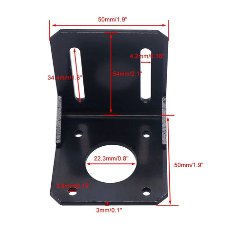 Front view of Two Pack 42mm NEMA17 Stepper Motor Mounting Bracket Set Alloy Steel L Shaped 90 Degree With Screws And Nuts Anti Rust