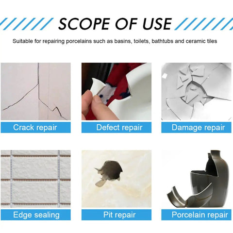 Tile Repair Adhesive Kit Two Pack 100g Quick Dry Ceramic Paste With Hardener For Porcelain And Ceramic Crack And Chip Fix