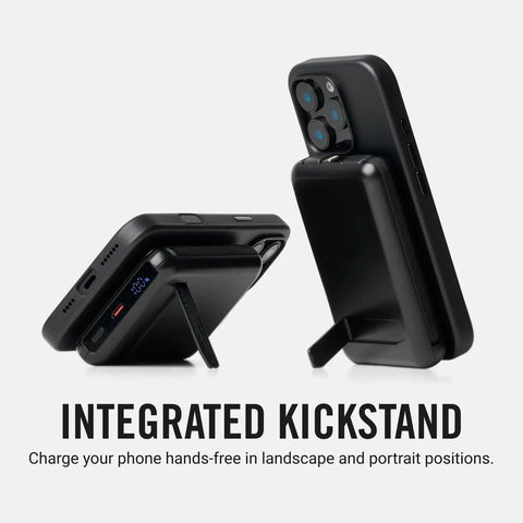 Solid Pick 20W Magnetic Power Bank With Built In Cables 10000mAh Fast Charging Battery MagSafe Compatible with integrated kickstand.