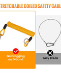 Breakaway Trailer Cable 6Ft Heavy Duty Stainless Steel Spring Towing Coiled Wire Replacement Emergency Breakaway Switch Lanyard