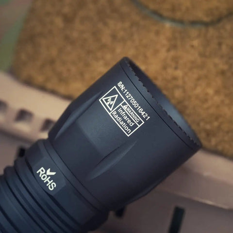 Close-up of LH2 High Density Infrared LED Light Head With Single Mode Throwing Beam for W35 W65 BB3 BB6 and Surefire M600DF