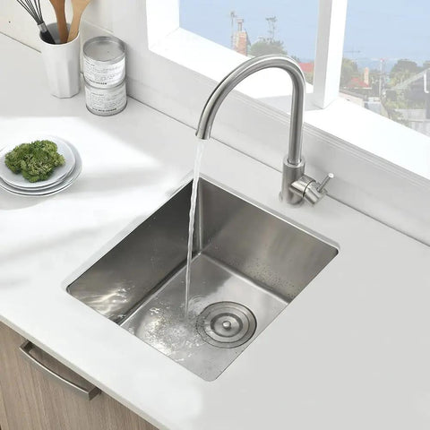 Stainless Steel Undermount Bar Sink 15x17 Inch Small Wet Bar, 16 Gauge SUS304 Brushed Nickel Finish, view from above