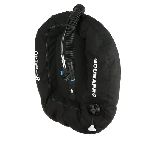 Donut Wing For Technical Scuba Diving With Inflator Hose And K Style BPI 40 Lbs 18 Kg Capacity Black Ultra Durable 1000D Cordura