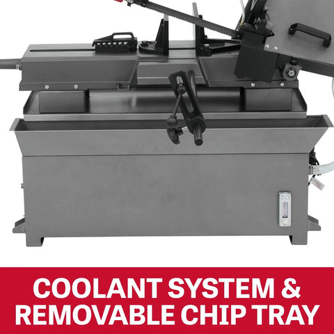9 By 16 Inch Metal Cutting Horizontal Band Saw With 1.5 HP Motor 115 Or 230V Single Phase Built For Tough Materials And Workhorse Performance Self Propelled Blade Brush Extends Blade Life