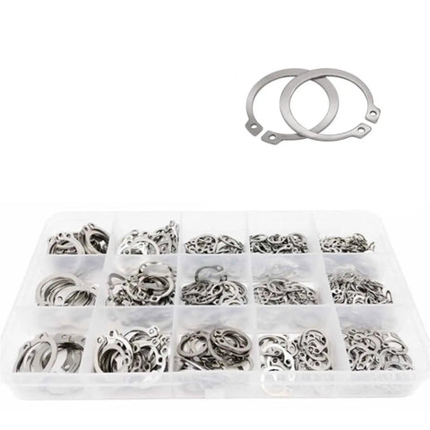 All In One External Circlip Snap Ring Assortment Kit M5 To M20, 500Pcs Stainless Steel And Carbon Steel C Clip Retaining Rings for shafts