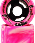 Twister Swirl Quad Indoor Speed Roller Skate Wheels 62mm X 42mm 96A in pink and white swirl, set of 8 for indoor skating.