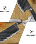 Ciieeo stainless steel crinkle potato cutter with black handle, wavy blade on wooden cutting board