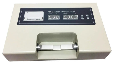 Tablet Hardness Tester With Printer Auto Load LED Readout 2 to 500 Newtons Hardness Range 20 Second Test Cycle Probe Travel 3 to 40 mm 100 Piece Batch Capacity on bench