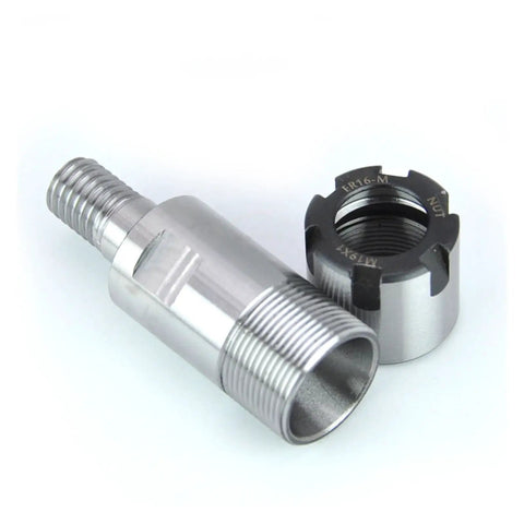 Heavy Duty Shock Resistant Cutting Head Extension Rod For Cnc Mills And Lathes Built Like A Tank showing steel ER16M interface and nut.
