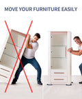 No Sweat Heavy Duty Furniture Movers Sliders 8 Pack For Carpet And Hardwood Floors oval glides shown helping move furniture easily.