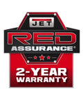 JET Red Assurance logo featuring 2-year warranty, showcasing product reliability and customer support.