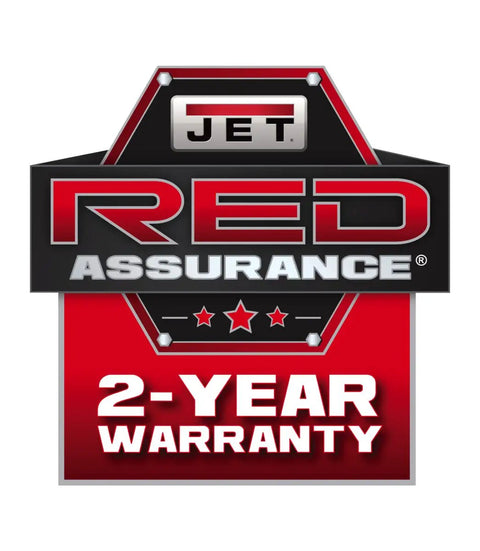 JET Red Assurance logo featuring 2-year warranty, showcasing product reliability and customer support.