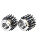 Premium Heavy Hitting 2 Piece 2.5 Modulus Spur Gear Motor Pinion Set Featuring Step Keyway And Shoulder Design Hardened Steel.