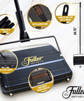 Electrostatic Carpet And Floor Sweeper Boasts A Nine Inch Cleaning Path For Tile And Rug, matte black with durable handle.