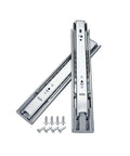 10 Inch Soft Close Drawer Slides 2 Pack Ball Bearing Full Extension 3 Fold Heavy Duty Side Mount Rails For Kitchen Cabinets, Dresser, And Furniture, 100 Lb Capacity, shown with screws.