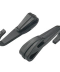 Ten Pack Elastic Cord Hooks Double Sided Plastic Rope Clips for Helmets, close-up of durable black UV protected hooks