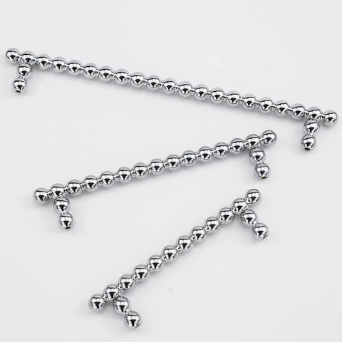Vintage Brass Cabinet Pulls With Bead Detail Drawer Knobs For Kitchen And Furniture Durable Zinc Alloy Handles Center To Center About 5 Inches Antique Look Old School Hardware displayed on a white background