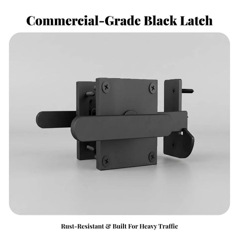 WeiLaiKeQi Heavy Duty Sliding Bolt Latch-Sliding Bolt Gate Latch, Multipurpose, Hardware, for Wooden Fences, Black at an angle showing the dual handle design.