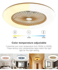 Slick Modern Ceiling Fan And Dimmable Led Light With Remote Control Boasts Three Speeds Smart Timer Dual Tone Lamp And Killer Airflow For Your Total Chill Out Comfort showing adjustable color temperatures.