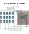 Basic wiring diagram for Straight Up Heavy Duty Five String Solar Pv Combiner Box with circuit breaker and surge protection.