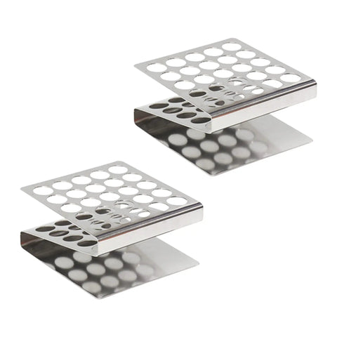 Two Pack 25 Hole Stainless Steel Test Tube Rack Z Shape for Tubes Up To 16mm Diameter, Built To Last Lab Organizer With Wide Base