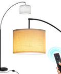Arc Floor Lamp With Remote Control, 81 Inch Tall Dimmable LED Standing Light, Stepless Color Temperature with drum shade